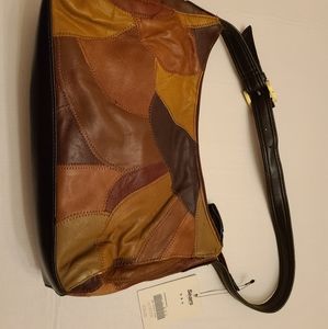 NEW Covington Leather Brown Patchwork Handbag